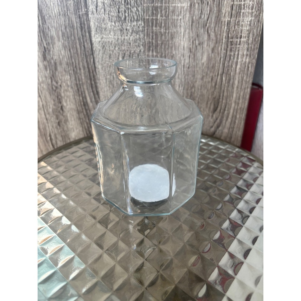 Octagonal Clear Glass Bottle Vase - Hearth & Hand with Magnolia - NEW - Picture 3 of 7